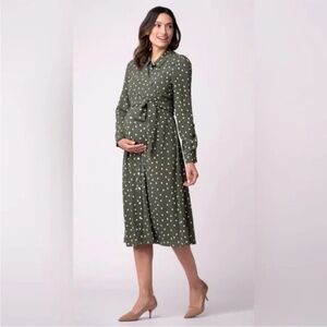 Seraphine Elegant Polka Dot Maternity & Nursing Postpartum Dress